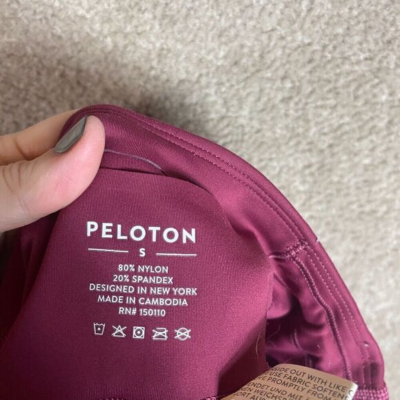 Peloton Active Leggings Womens Size Small Burgundy High Rise Logo Athletic Yoga - Picture 9 of 10
